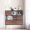 Costway Sideboard Storage Cabinet Multipurpose Display Unit w/Metal Leg & Drawers Walnut
